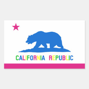 Retro Fluorescent Colours California Flag Rectangular Sticker