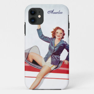 Retro Fly Girl Personalised iPhone 11 Case