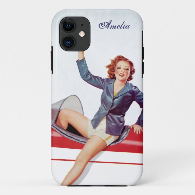 Retro Fly Girl Personalised Case-Mate iPhone Case (Back)