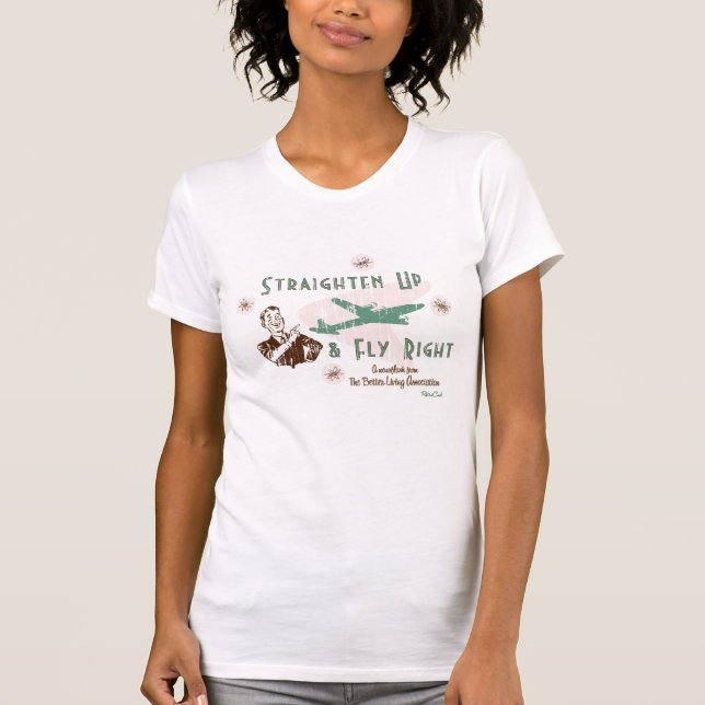 Retro 'Fly Right" Distressed T-Shirt (Front)