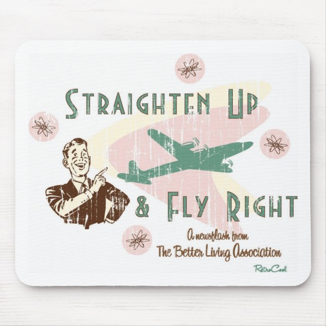 Retro 'Fly Right' Mouse Pad (Front)