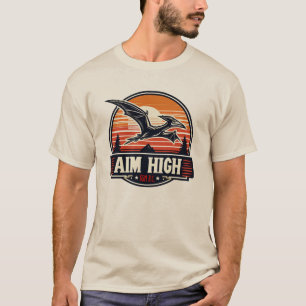 Retro Flying Dinosaur with Sunset Vibes T-Shirt