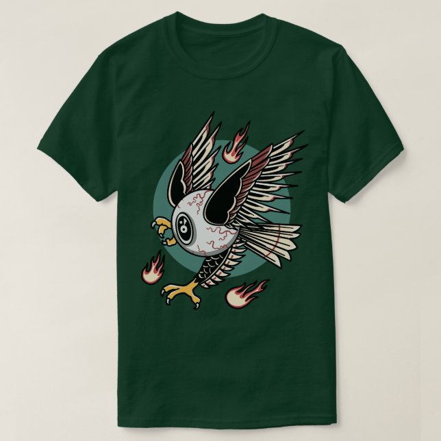 Retro Flying Eyeball Tattoo Design T-Shirt (Design Front)