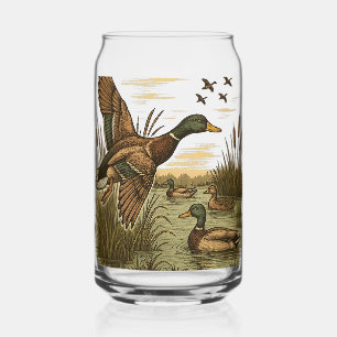 Retro-Flying-Mallard-Duck-Hunting,  Can Glass