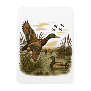 Retro-Flying-Mallard-Duck-Hunting, Magnet