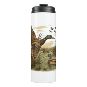 Retro-Flying-Mallard-Duck-Hunting, Thermal Tumbler