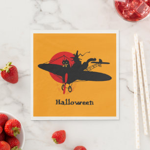 Retro Flying Witch Party Napkins