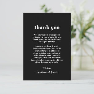 Retro Font Black Modern Wedding Thank You Card
