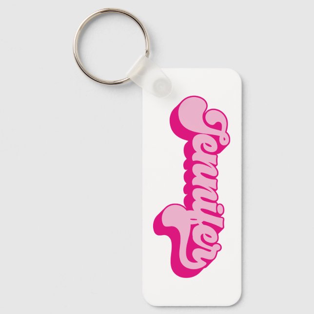 Retro Font Hot Pink Jennifer Key Ring (Front)