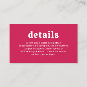 Retro Font Hot Pink Modern Wedding Enclosure Card