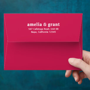Retro Font Hot Pink Modern Wedding Envelope