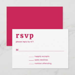Retro Font Hot Pink Modern Wedding RSVP Card