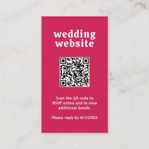 Retro Font Hot Pink QR Code Modern Wedding Enclosure Card