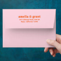 Retro Font Orange and Pink Modern Wedding