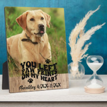Retro Font Paw Prints Pet Memorial Photo Keepsake