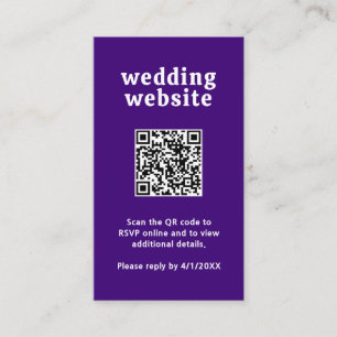 Retro Font Purple QR Code Modern Wedding Enclosure Card