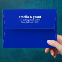 Retro Font Sapphire Blue Modern Wedding