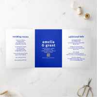Retro Font Sapphire Blue QR Code Modern Wedding