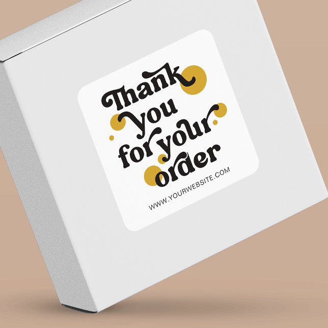 Retro Font Small Thank You for Purchase Business Square Sticker (Creator Uploaded)