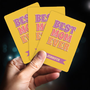 Retro Fonts Best Mum Ever Custom Name Colourful Playing Cards