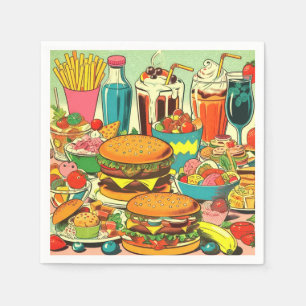 Retro Food Comic Illustration Napkin