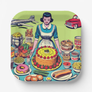 Retro Food Comics Paper Plate