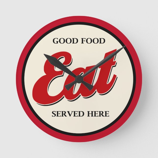 Retro Food Theme Kitchen Wall Decor Round Clock (Front)