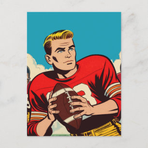 Retro Football Comics Postcard