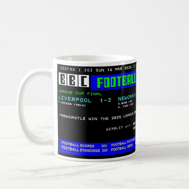  Retro Football Final Mug – Ceefax Design (Left)