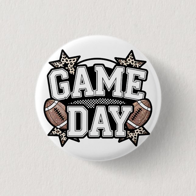 Retro Football Game Day 3 Cm Round Badge (Front)