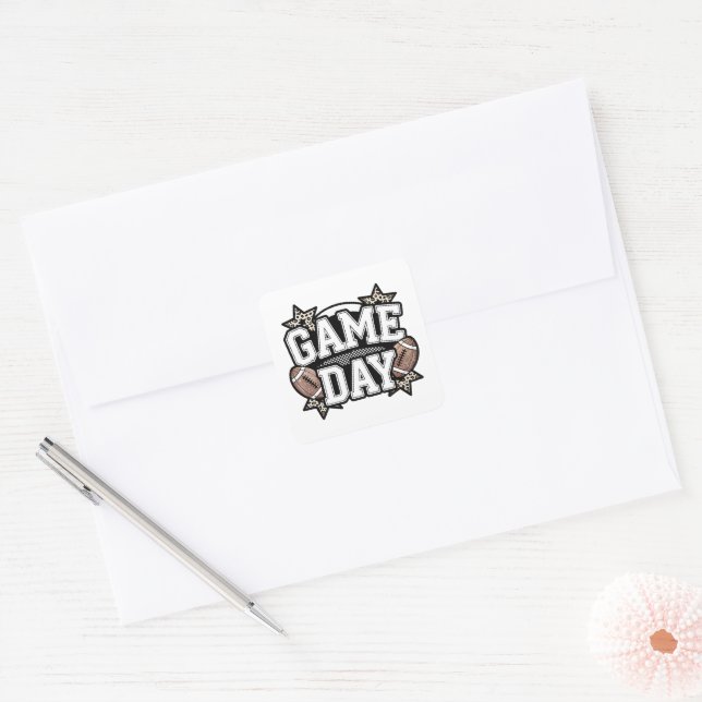 Retro Football Game Day Square Sticker (Envelope)