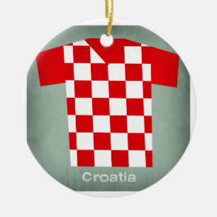 Retro Football Jersey Croatia Ceramic Tree Decoration