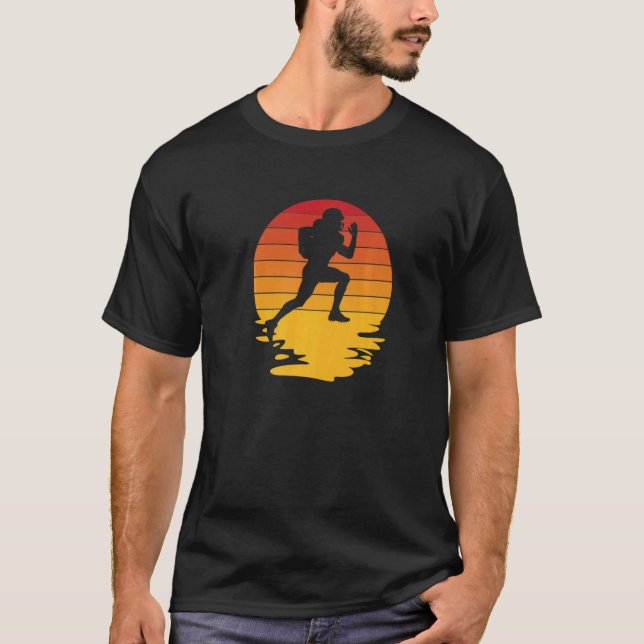 Retro Football Player Lineman Tackle American Foot T-Shirt (Front)