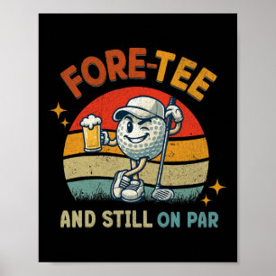 Retro Fore Tee Golf Birthday Party 40th Birthday G Poster
