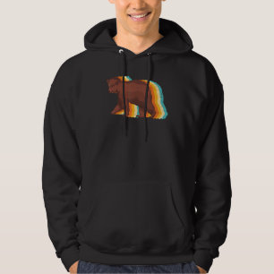 Retro Forest Animal Grizzly Bear Hoodie