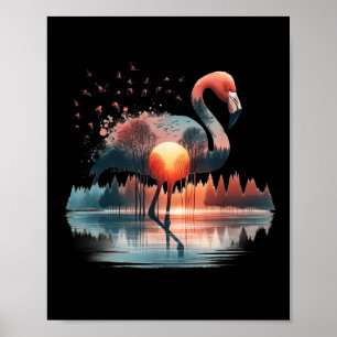 Retro Forest Flamingo Outdoors Nature Women Men Vi Poster