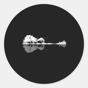 Retro Forest Funny Nature Guitar Clic Music  Classic Round Sticker