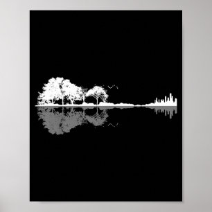 Retro Forest Funny Nature Guitar Clic Music  Poster