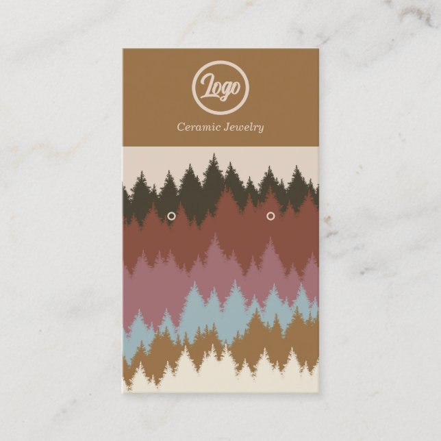 Retro Forest One Stud Set Jewellery Business Card (Front)