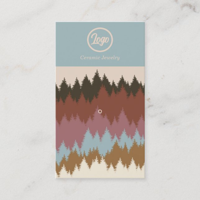 Retro Forest Pin Jewellery Logo Business Card (Front)