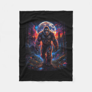 Retro forest sasquatch bigfoot hiking nature fleece blanket