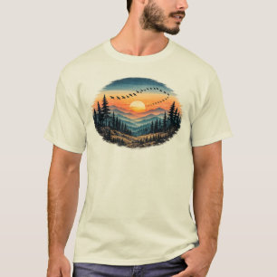 Retro Forest Sunset Vintage Nature Sunset T-Shirt