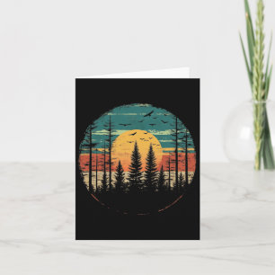 Retro Forest Trees Outdoors Nature Women Men Vinta Card