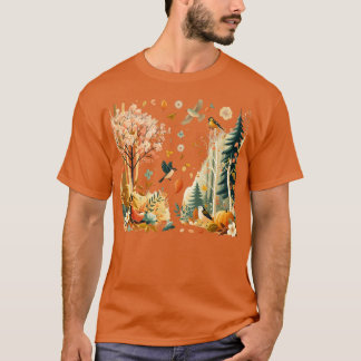 Retro Forest Trees Outrs Nature Women Men Vintage T-Shirt