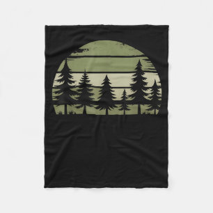 Retro Forest Trees Wildlife Nature Vintage Forest Fleece Blanket