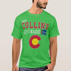 Retro Fort Collins Colorado Flag Vintage Fade T-Shirt