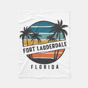 Retro Fort Lauderdale Beach Florida Surfboard Surf Fleece Blanket
