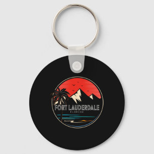 Retro Fort Lauderdale Beach Florida Wave Surfing Key Ring