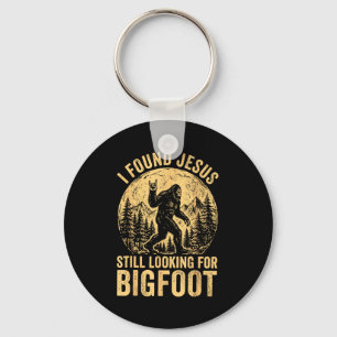 Retro found jesus looking bigfoot funny christian key ring