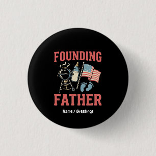 Retro Founding Father Pregnancy Announcement 4th 3 Cm Round Badge